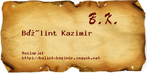 Bálint Kazimir névjegykártya